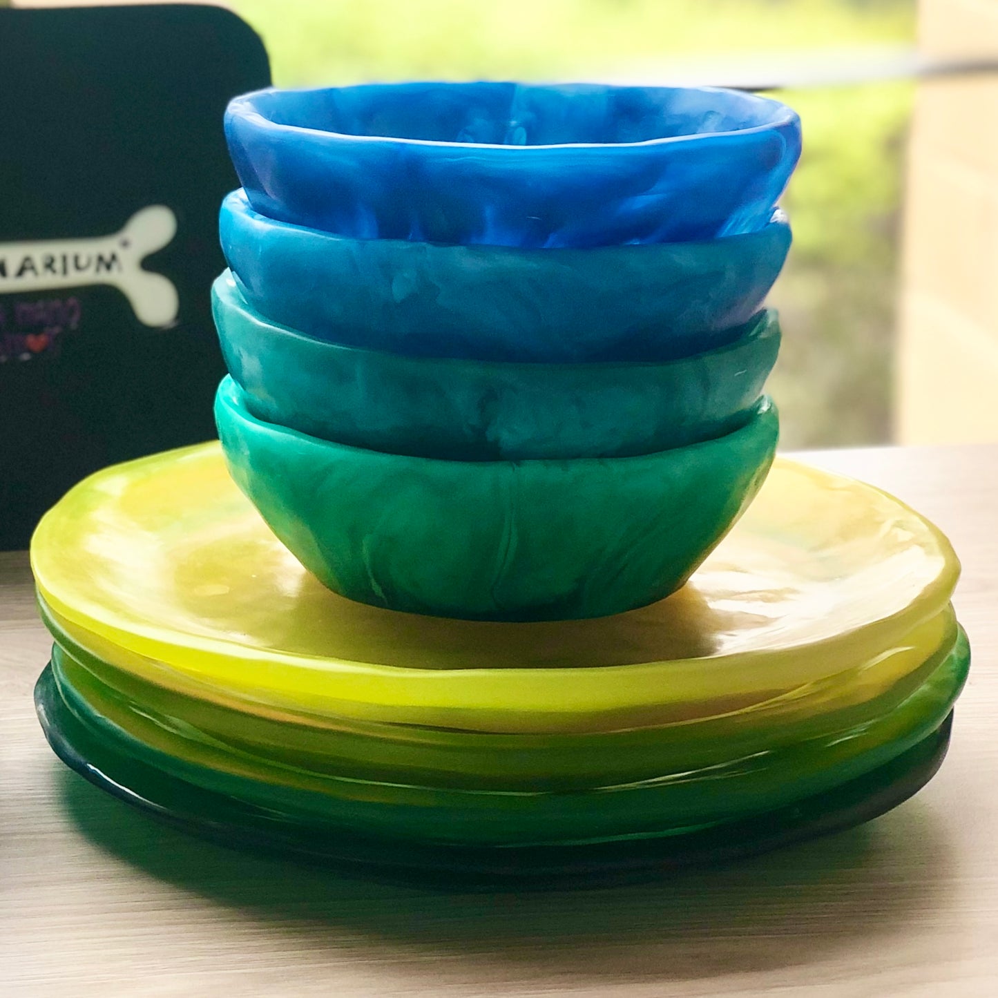 1 Puesto 🍽 VAJILLA REDONDA x 2 Piezas en Resina Especial