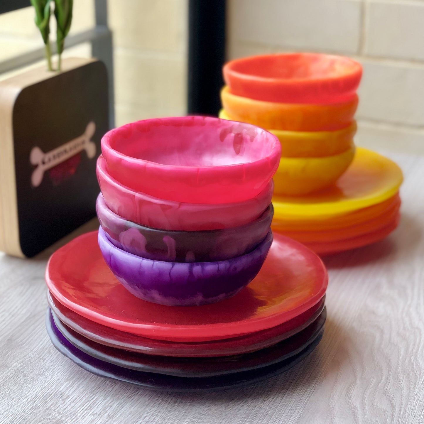 1 Puesto 🍽 VAJILLA REDONDA x 2 Piezas en Resina Especial