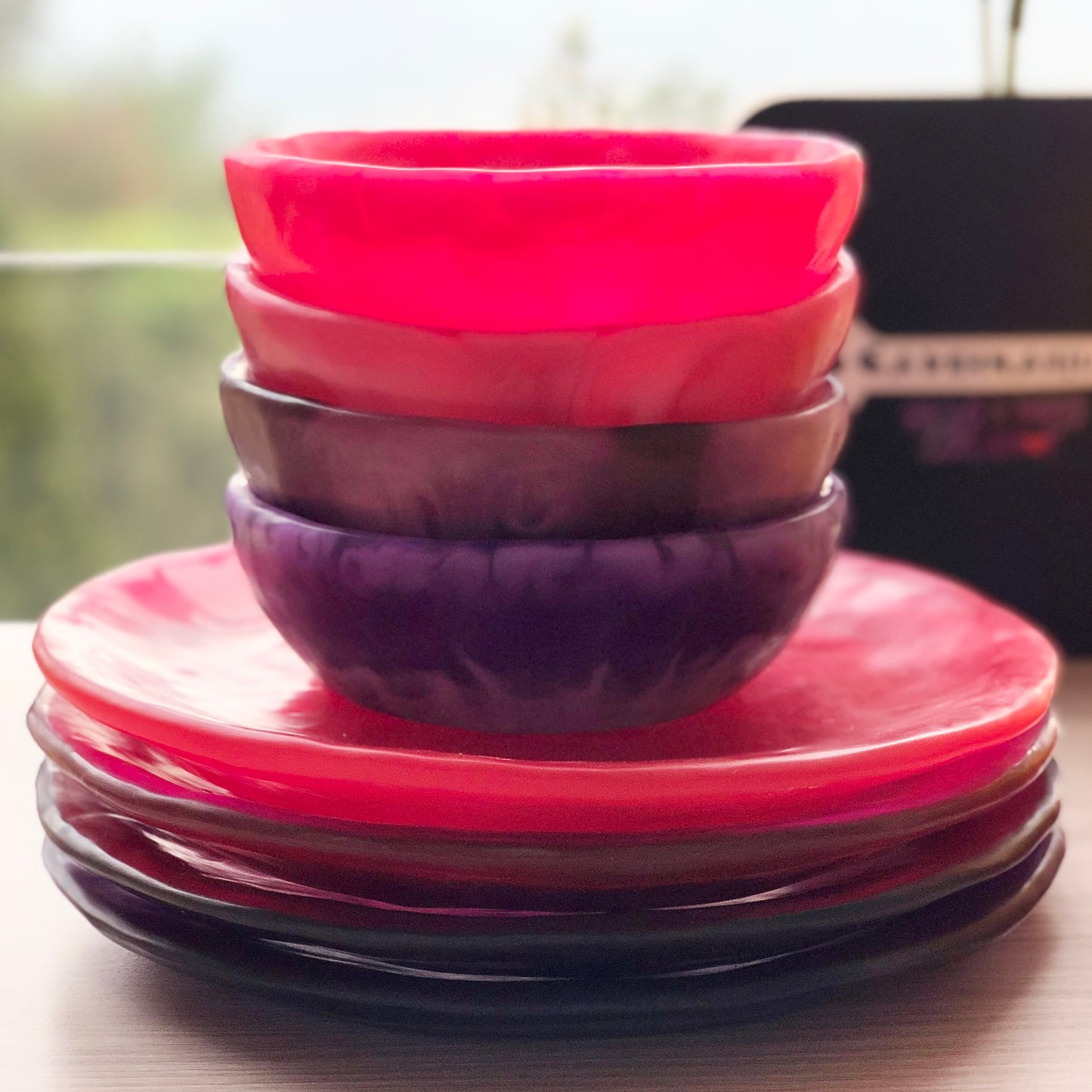 1 Puesto 🍽 VAJILLA REDONDA x 2 Piezas en Resina Especial