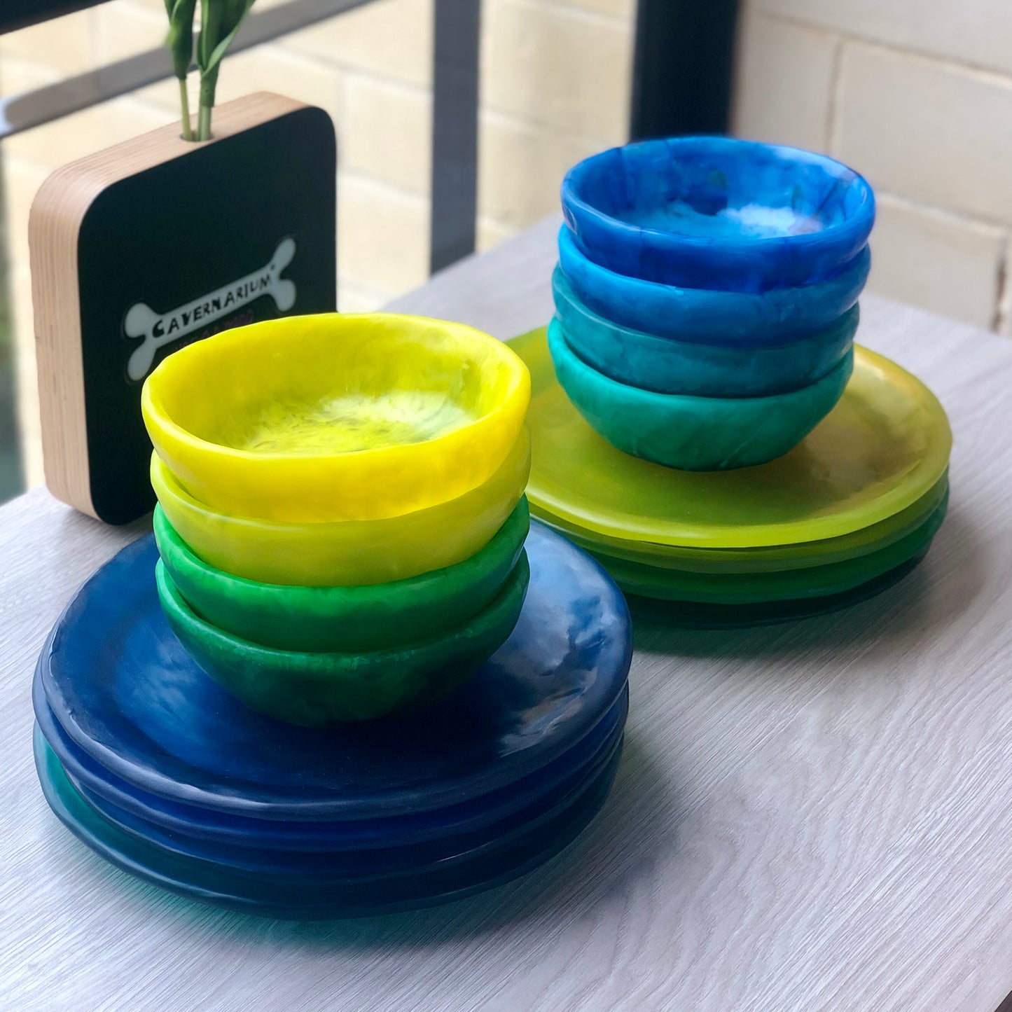 1 Puesto 🍽 VAJILLA REDONDA x 2 Piezas en Resina Especial