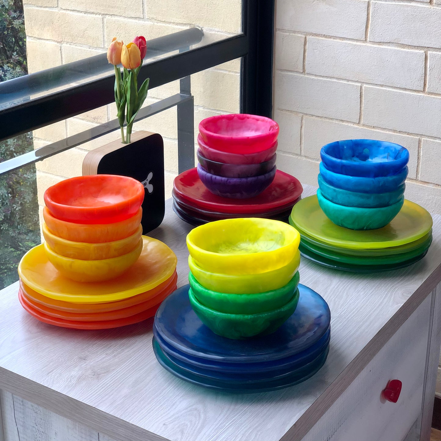 1 Puesto 🍽 VAJILLA REDONDA x 2 Piezas en Resina Especial