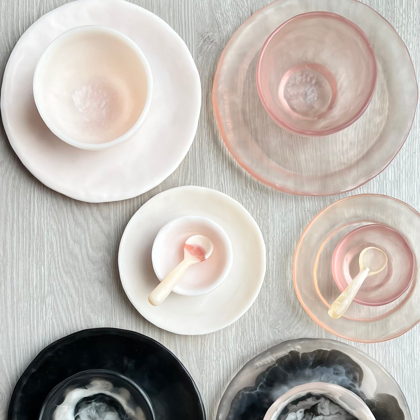 1 Puesto 🍽 VAJILLA BLACK & WHITE x  5 Piezas