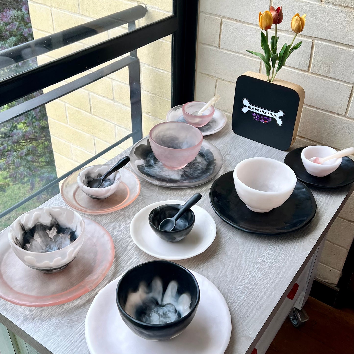 1 Puesto 🍽 VAJILLA BLACK & WHITE x  5 Piezas