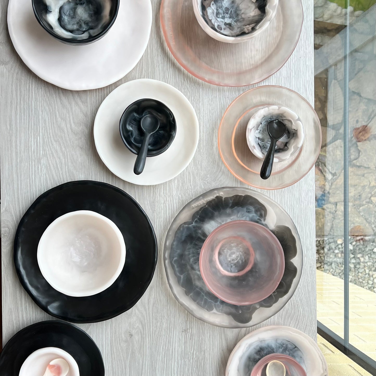 1 Puesto 🍽 VAJILLA BLACK & WHITE x  5 Piezas