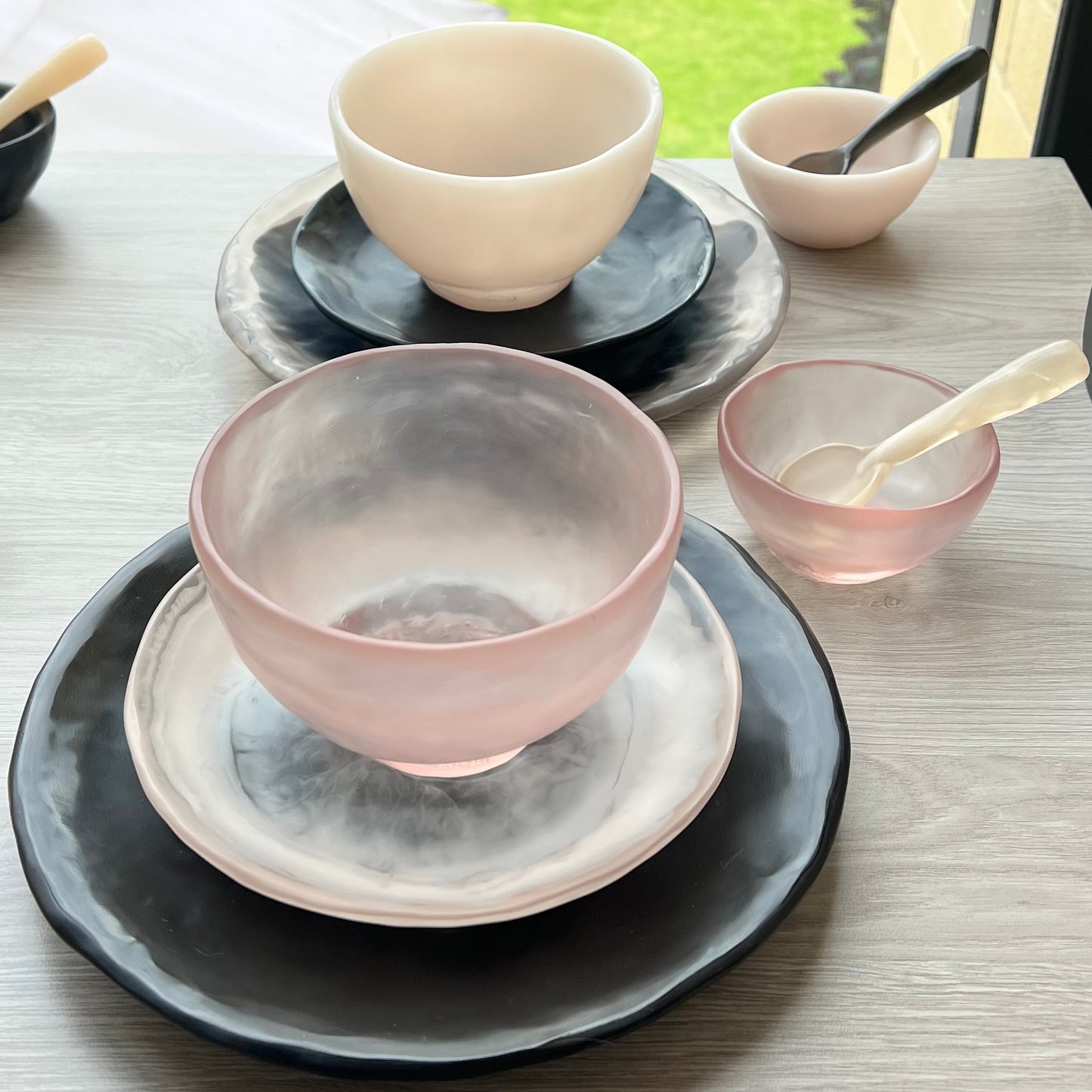 1 Puesto 🍽 VAJILLA BLACK & WHITE x  5 Piezas