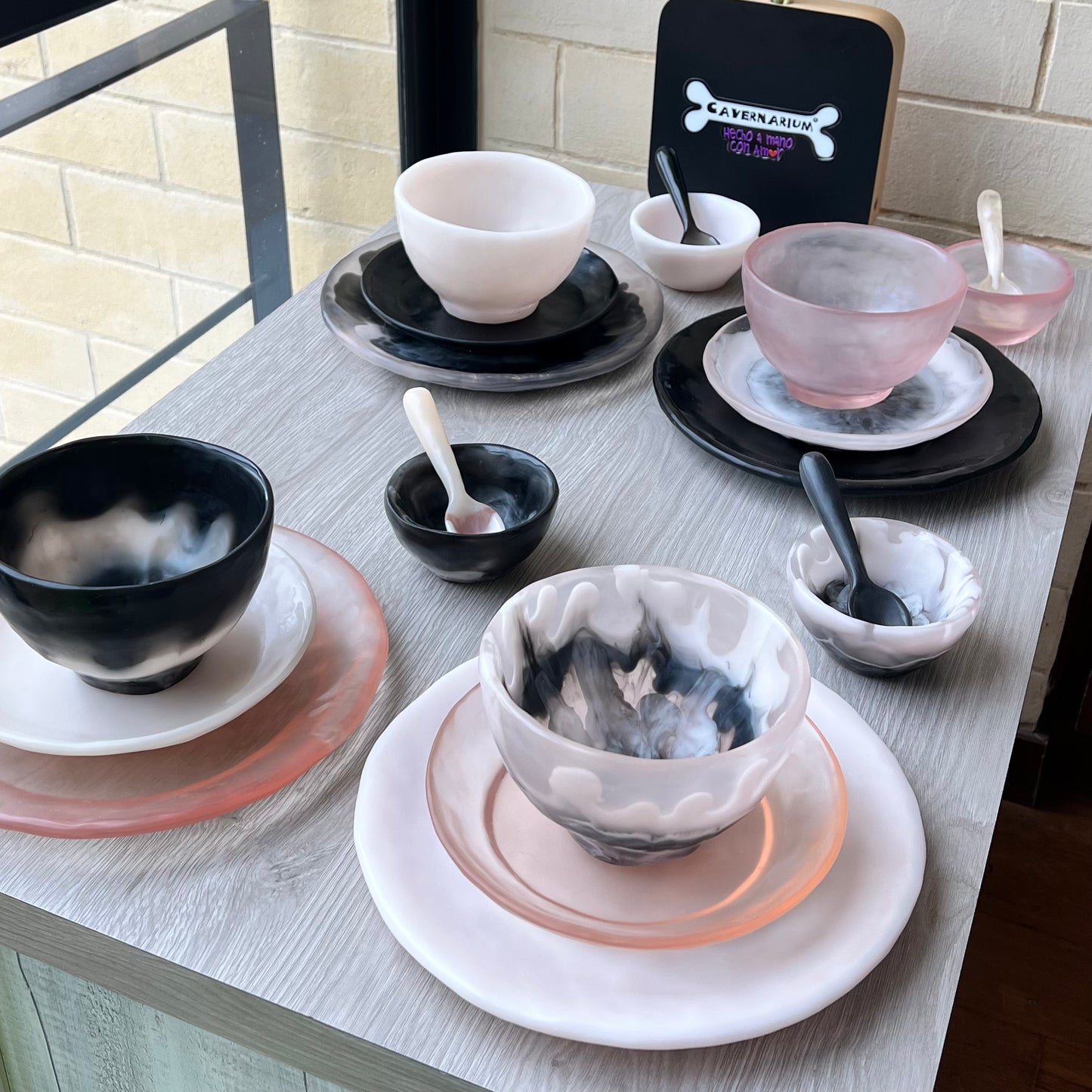1 Puesto 🍽 VAJILLA BLACK & WHITE x  5 Piezas