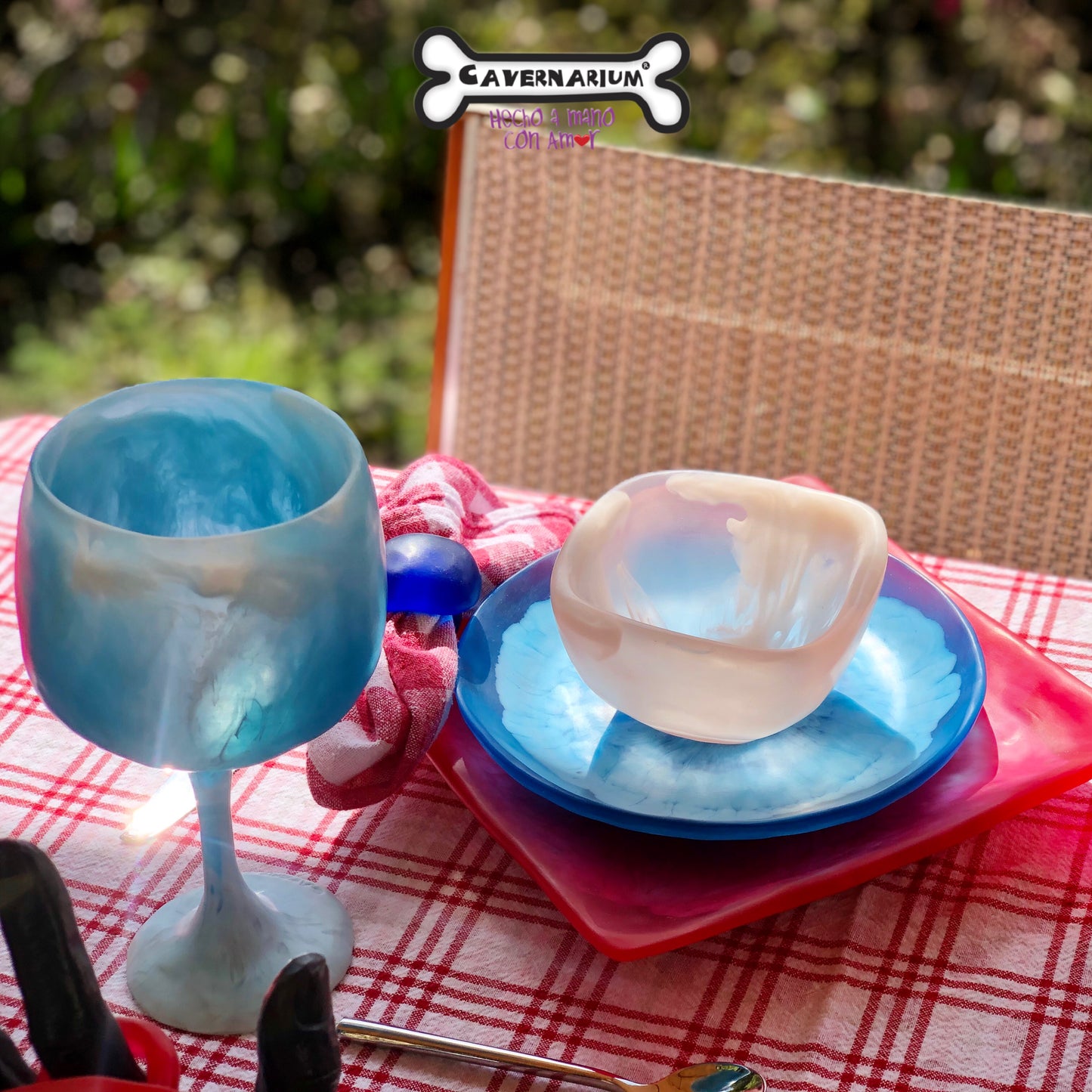 1 Puesto 🍽️ VAJILLA Campestre x 5 Piezas en Resina Especial