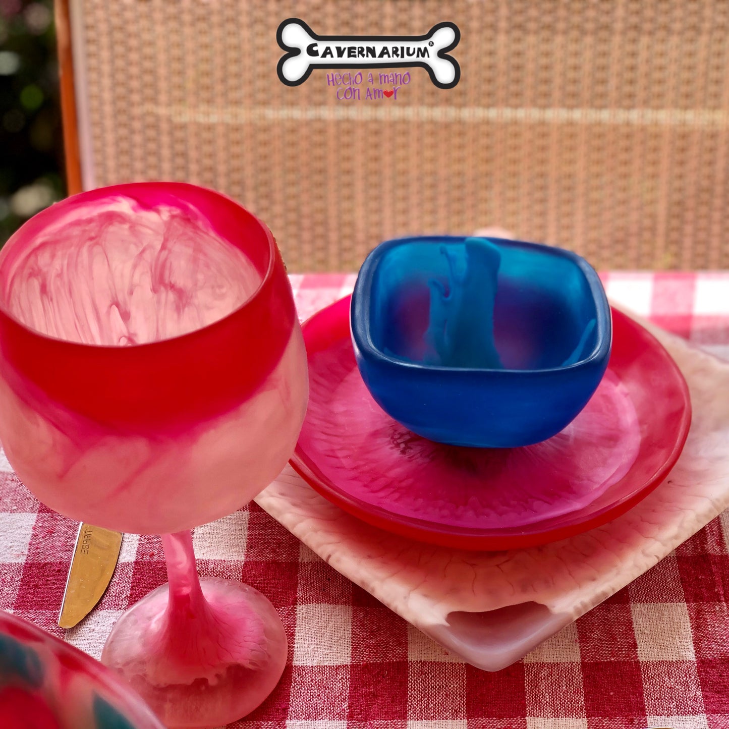 1 Puesto 🍽️ VAJILLA Campestre x 5 Piezas en Resina Especial