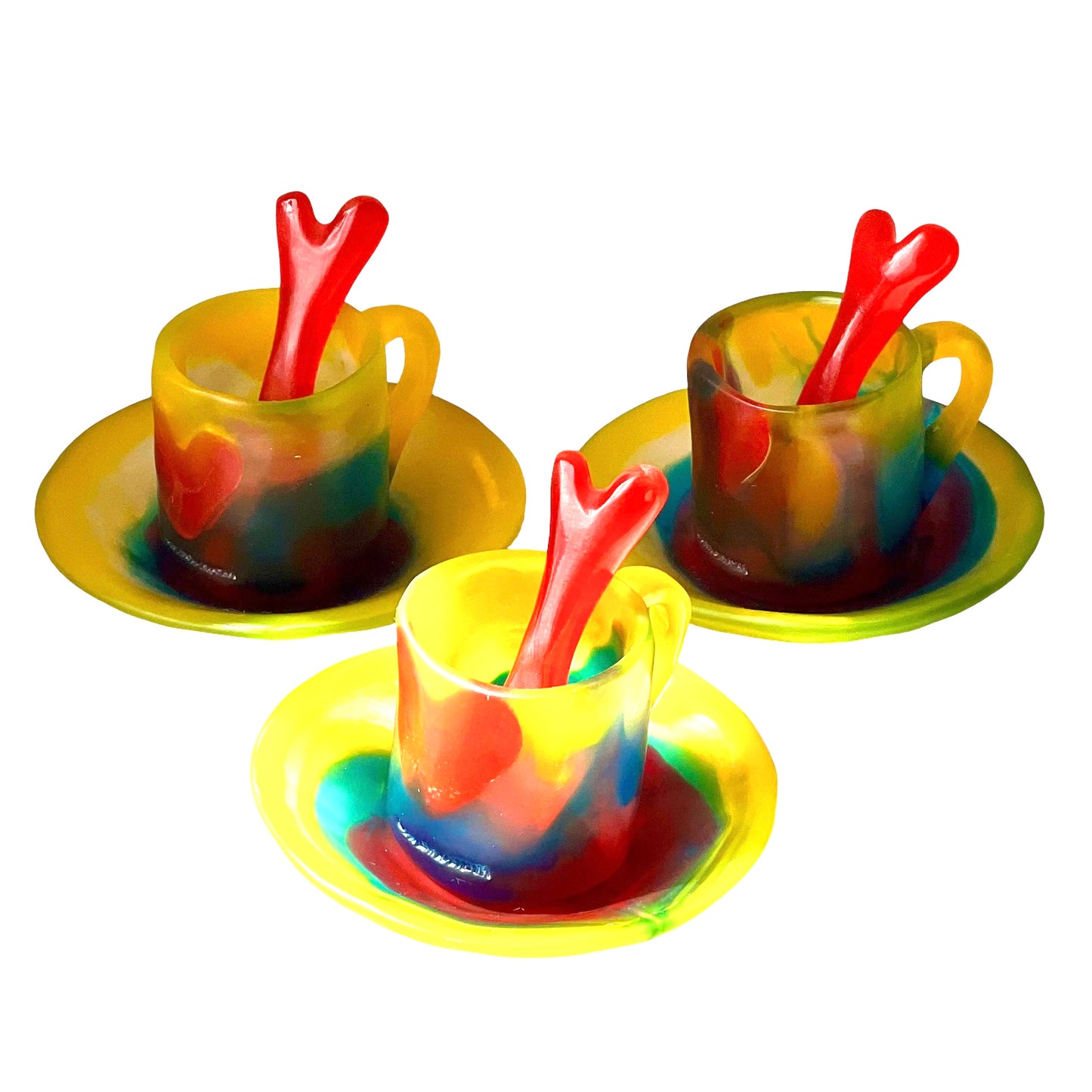 1 POCILLO Pequeño + 1 Plato Pequeño + 1 Cucharita Hueso ☕️ en Resina Especial 60 ml