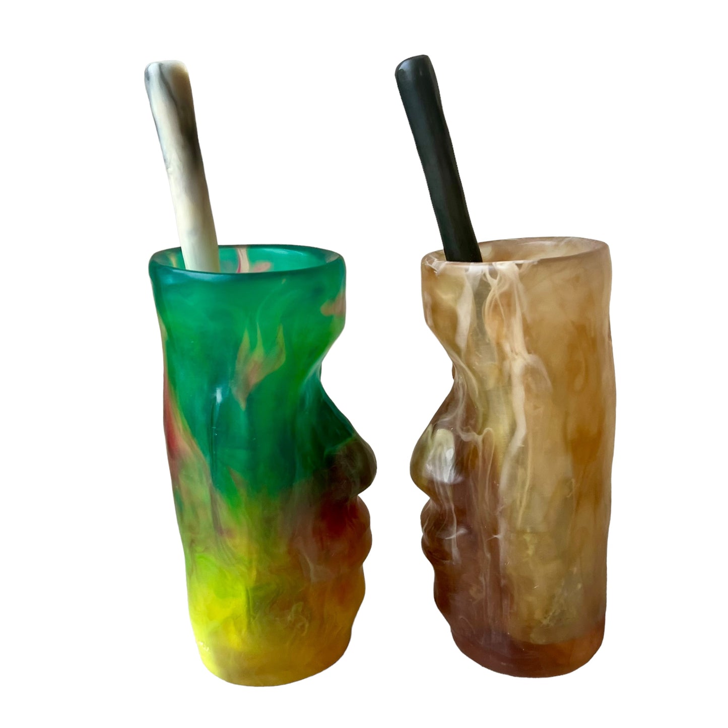 1 VASO Tiki 🗿 Pitillo ecologico en Resina Especial 250 ml.