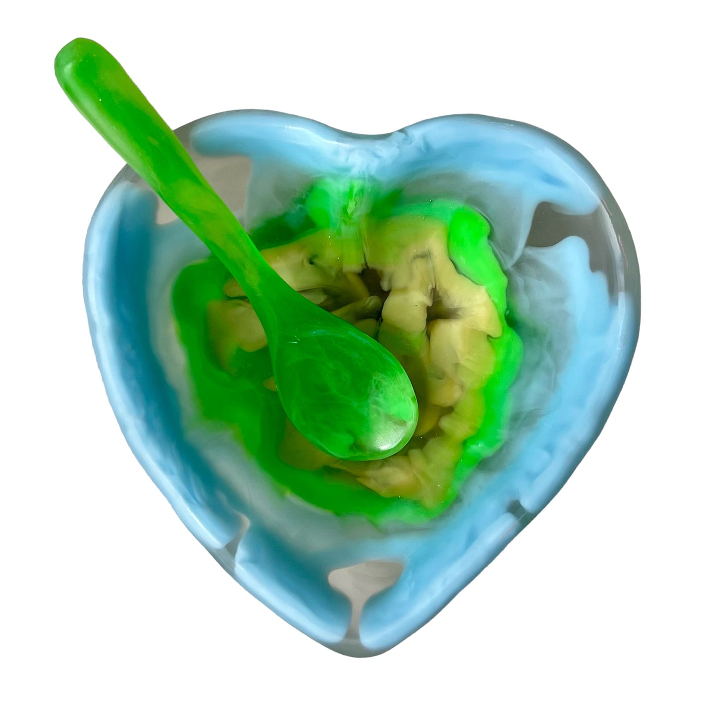 1 TAZA Corazón ♥️ 1 Cuchara Larga en Resina Especial 400 ml.