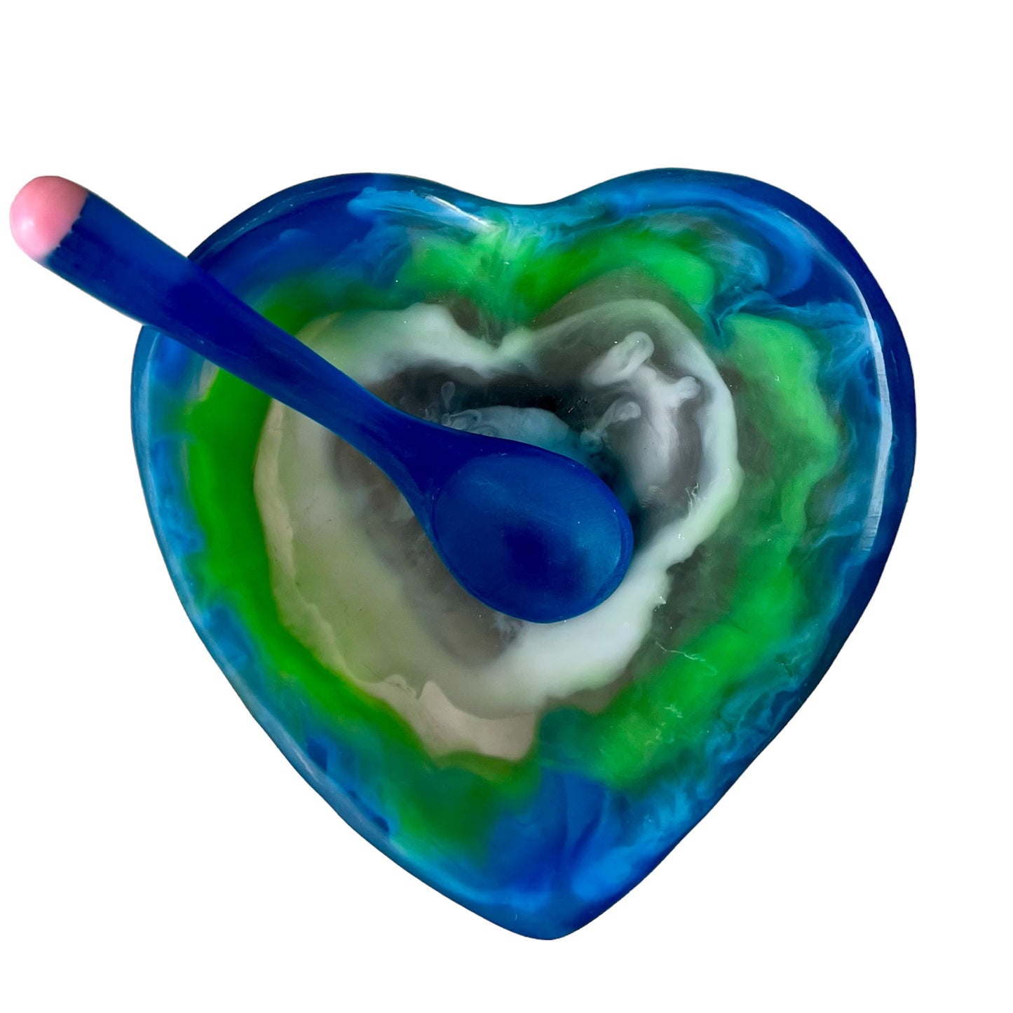 1 TAZA Corazón ♥️ 1 Cuchara Larga en Resina Especial 400 ml.