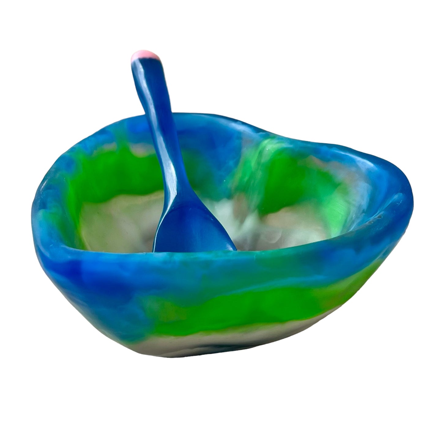 1 TAZA Corazón ♥️ 1 Cuchara Larga en Resina Especial 400 ml.