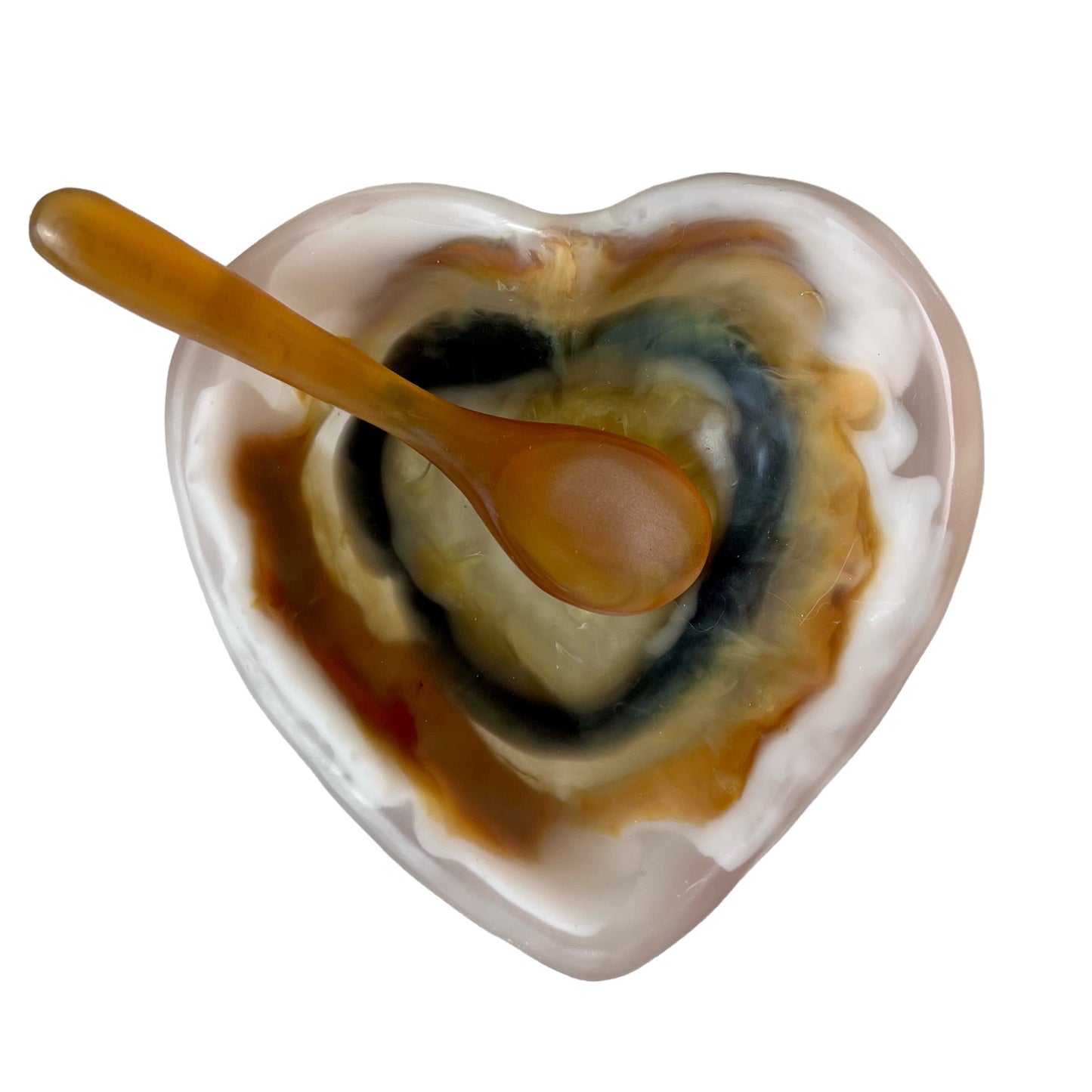 1 TAZA Corazón ♥️ 1 Cuchara Larga en Resina Especial 400 ml.