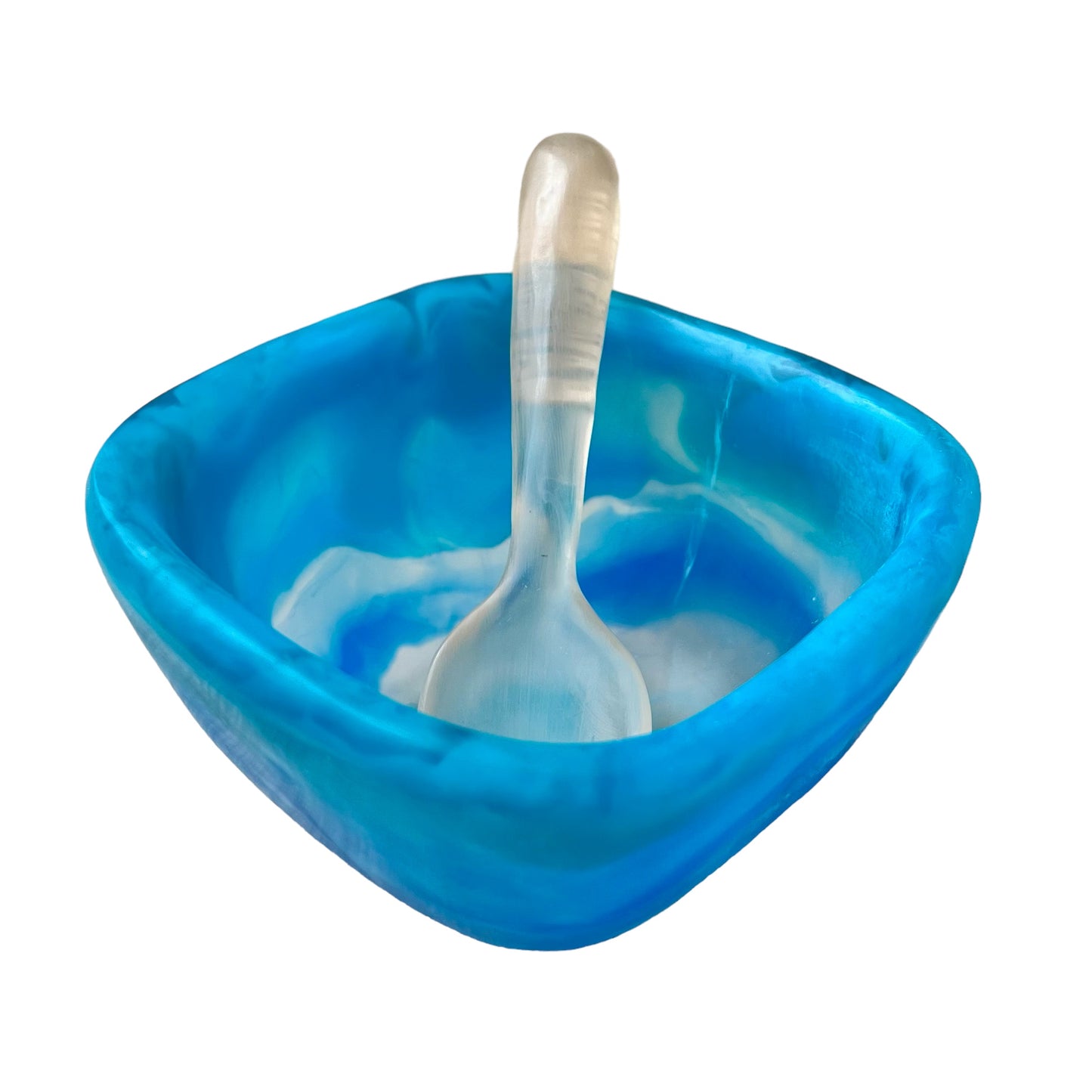 1 TAZA Cuadrada 🥣 1 Cuchara Corta en Resina Especial 400 ml.