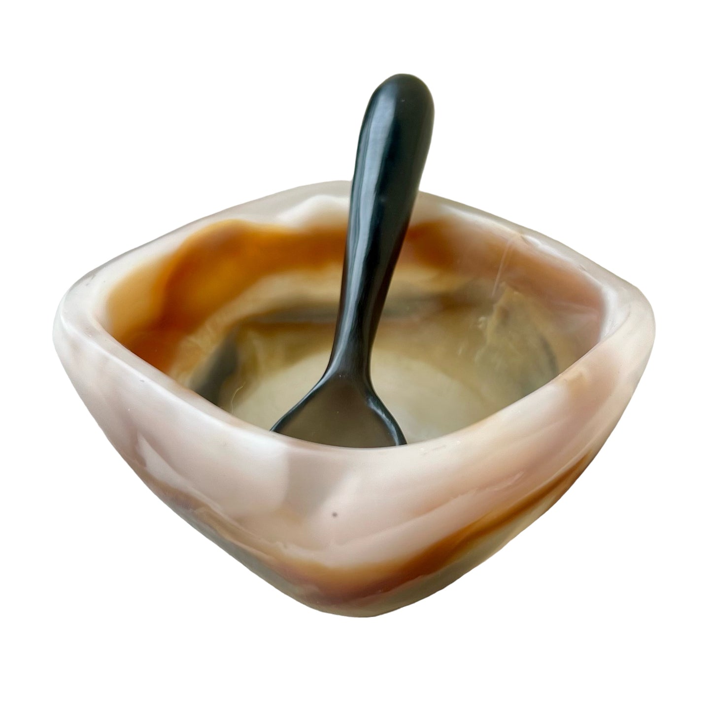 1 TAZA Cuadrada 🥣 1 Cuchara Corta en Resina Especial 400 ml.