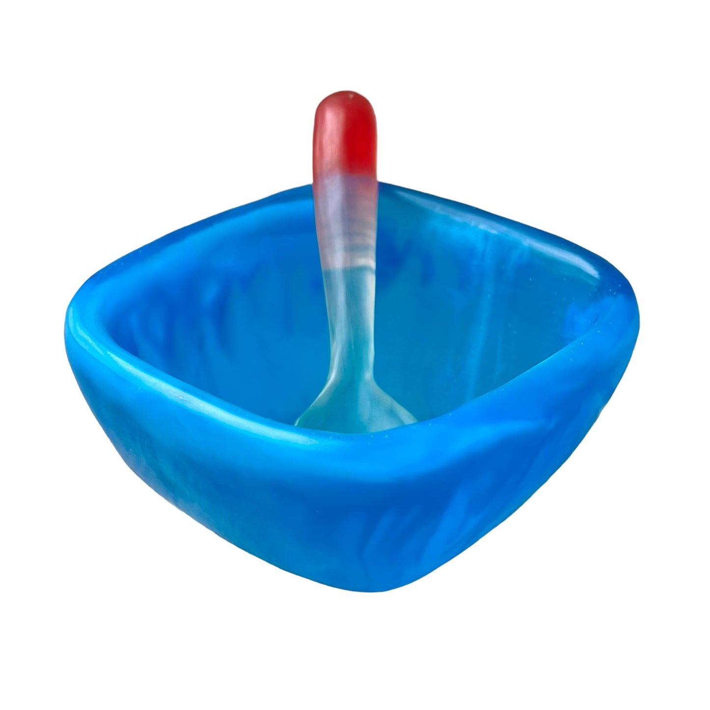 1 TAZA Cuadrada 🥣 1 Cuchara Corta en Resina Especial 400 ml.