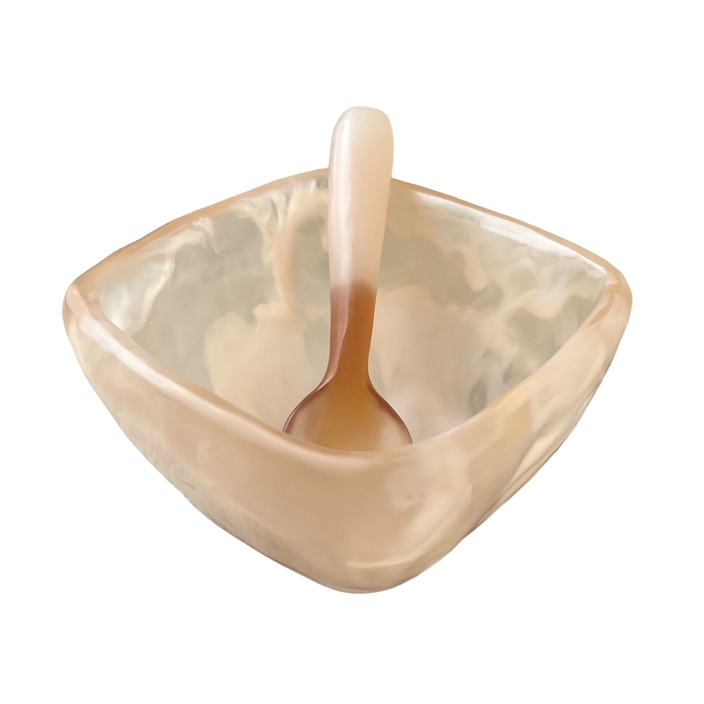 1 TAZA Cuadrada 🥣 1 Cuchara Corta en Resina Especial 400 ml.