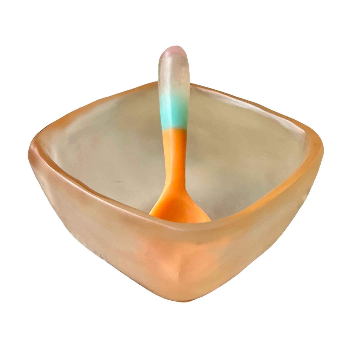 1 TAZA Cuadrada 🥣 1 Cuchara Corta en Resina Especial 400 ml.