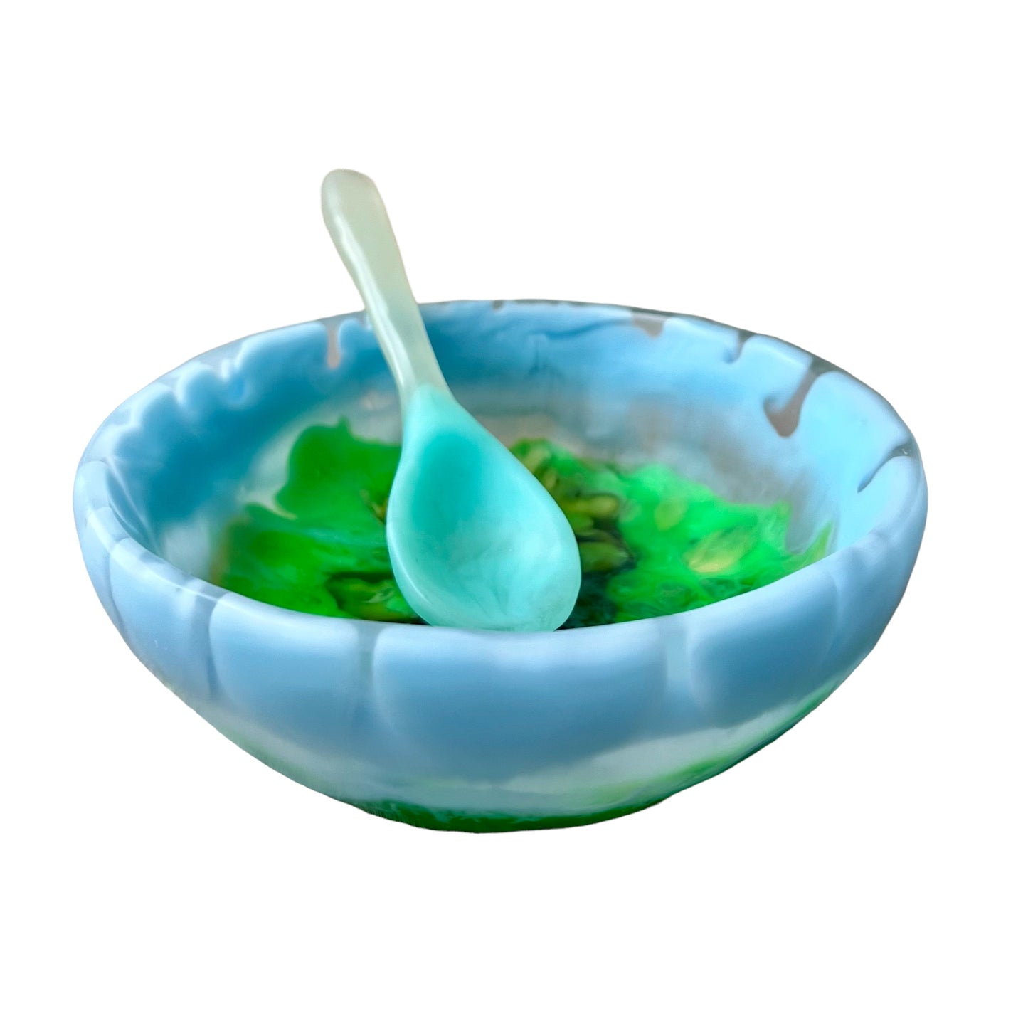 1 TAZA Baja 🥣 1 Cuchara Larga en Resina Especial 500 ml.