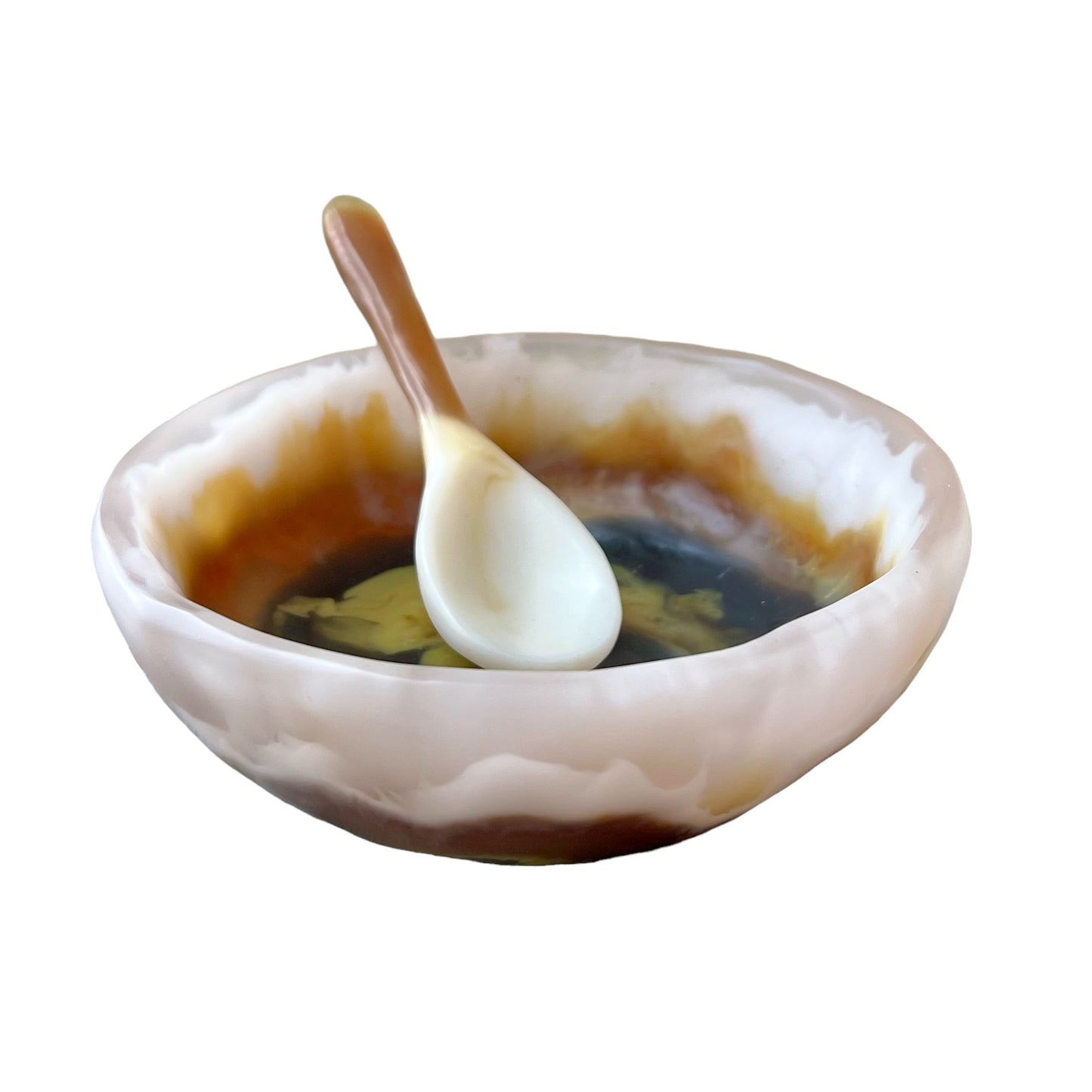 1 TAZA Baja 🥣 1 Cuchara Larga en Resina Especial 500 ml.