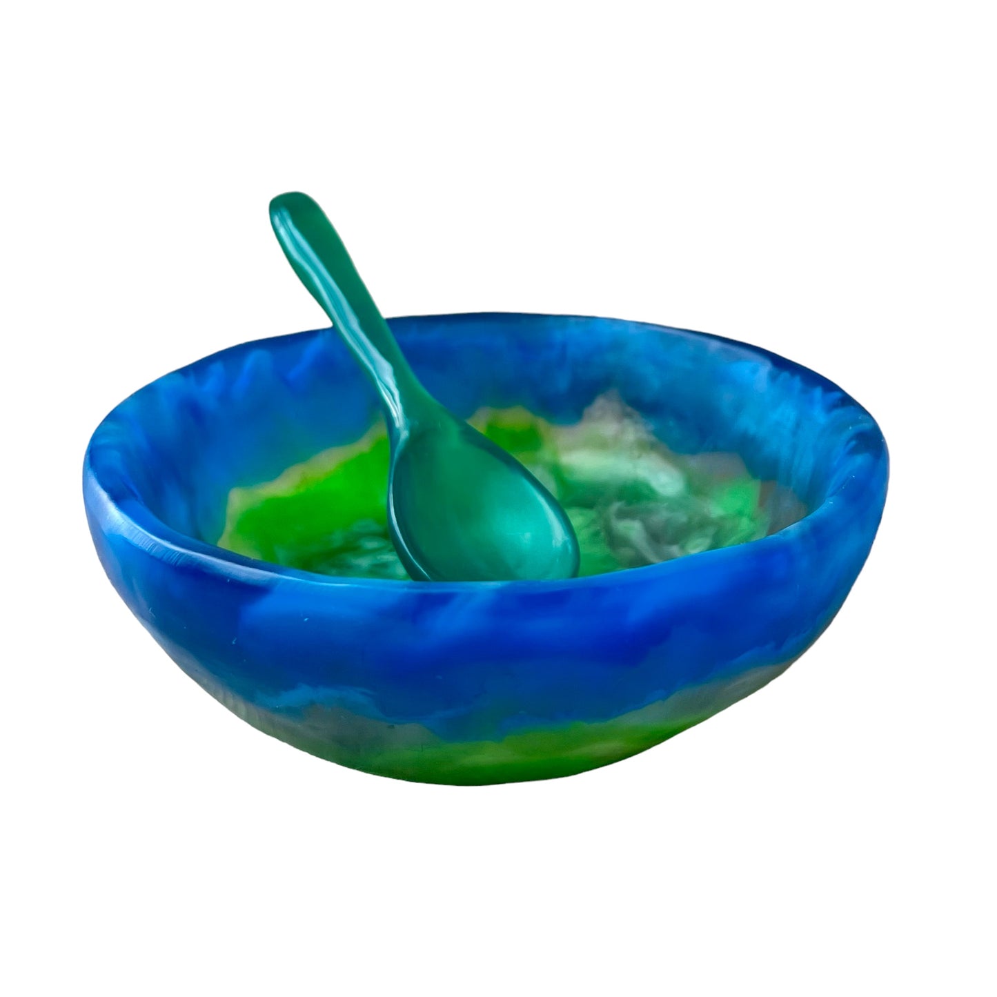 1 TAZA Baja 🥣 1 Cuchara Larga en Resina Especial 500 ml.