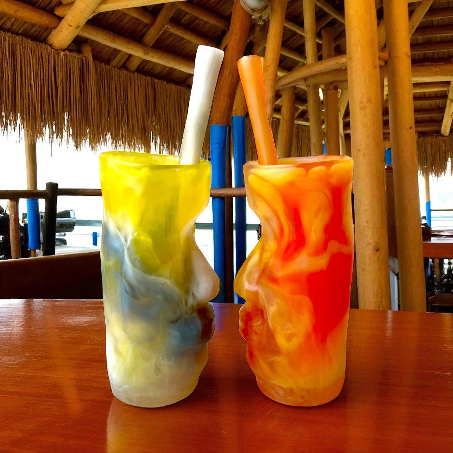 1 VASO Tiki 🗿 Pitillo ecologico en Resina Especial 250 ml.