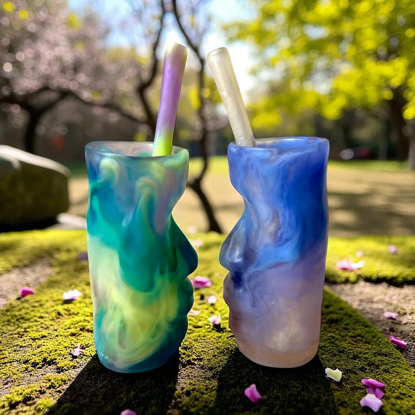 1 VASO Tiki 🗿 Pitillo ecologico en Resina Especial 250 ml.