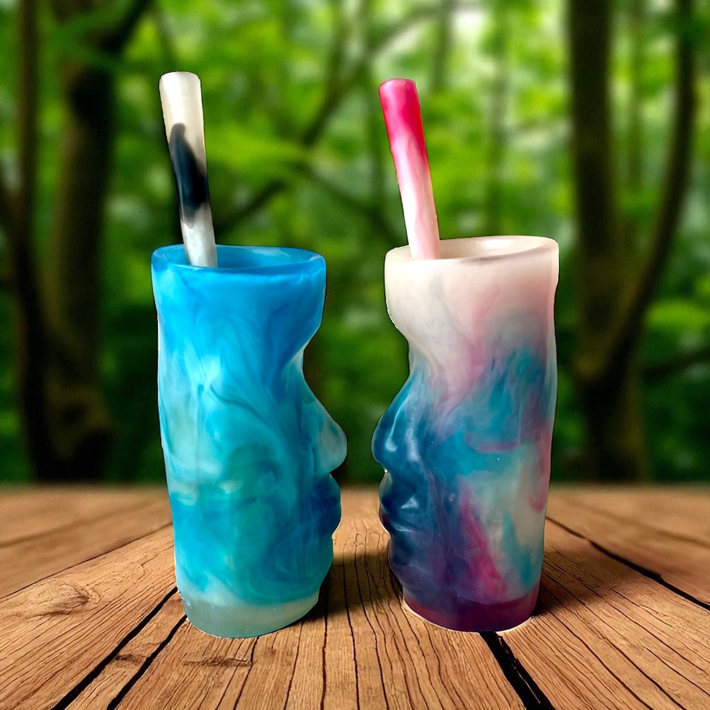 1 VASO Tiki 🗿 Pitillo ecologico en Resina Especial 250 ml.