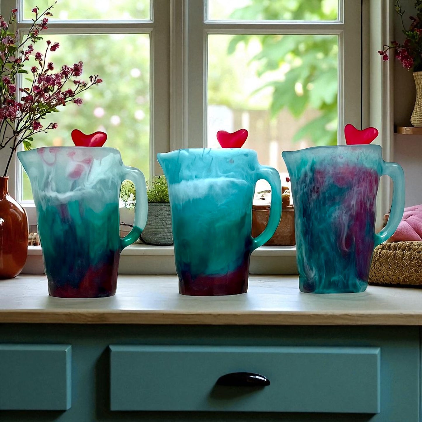 1 JARRA Grande 🫖 Mezclador Corazón ♥️ en Resina Especial 1 Litro