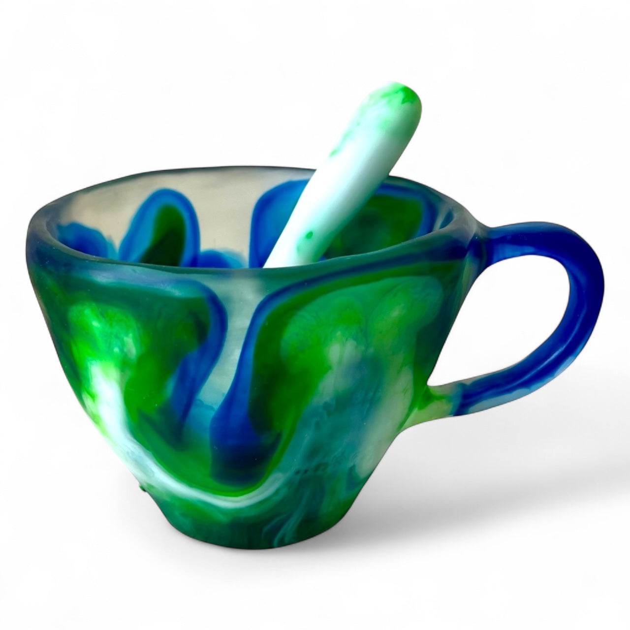 1 POCILLO Grande ☕️ 1 Cuchara en Resina Especial de 375 ml.