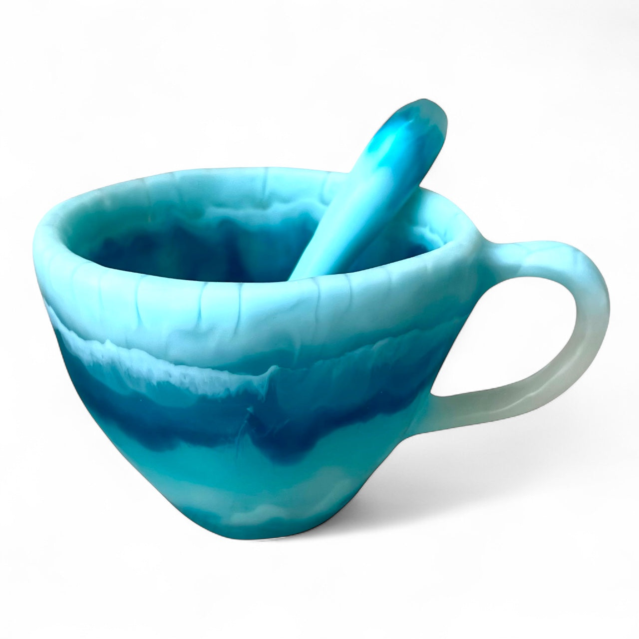 1 POCILLO Grande ☕️ 1 Cuchara en Resina Especial de 375 ml.