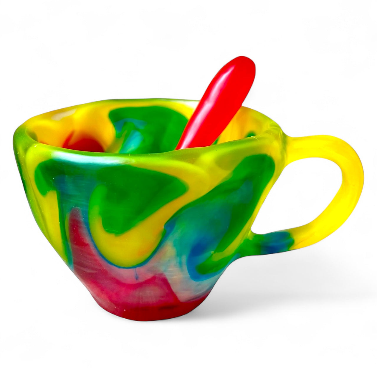 1 POCILLO Grande ☕️ 1 Cuchara en Resina Especial de 375 ml.