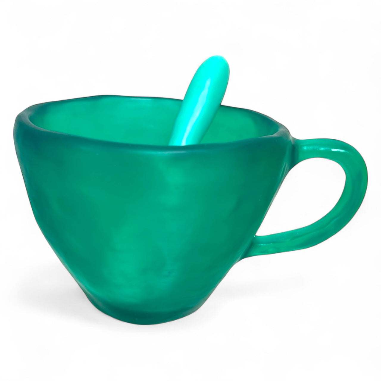 1 POCILLO Grande ☕️ 1 Cuchara en Resina Especial de 375 ml.