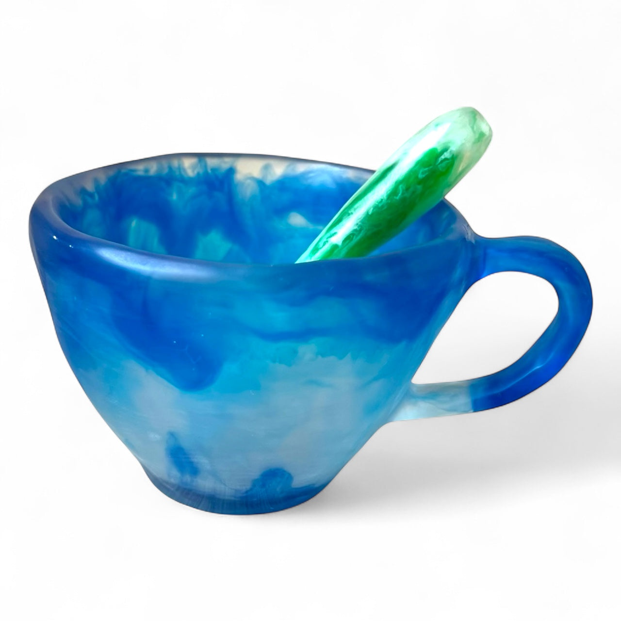 1 POCILLO Grande ☕️ 1 Cuchara en Resina Especial de 375 ml.