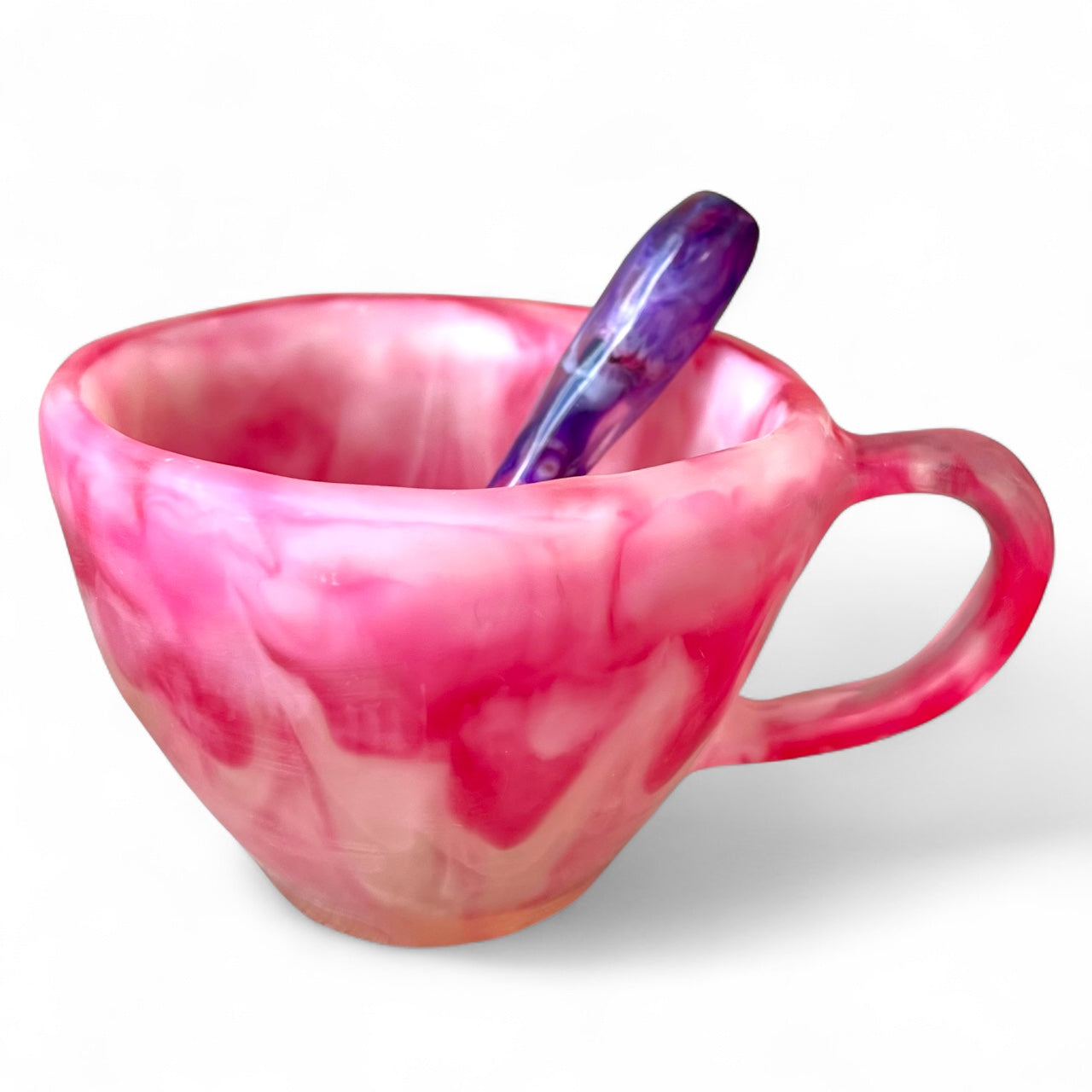 1 POCILLO Grande ☕️ 1 Cuchara en Resina Especial de 375 ml.