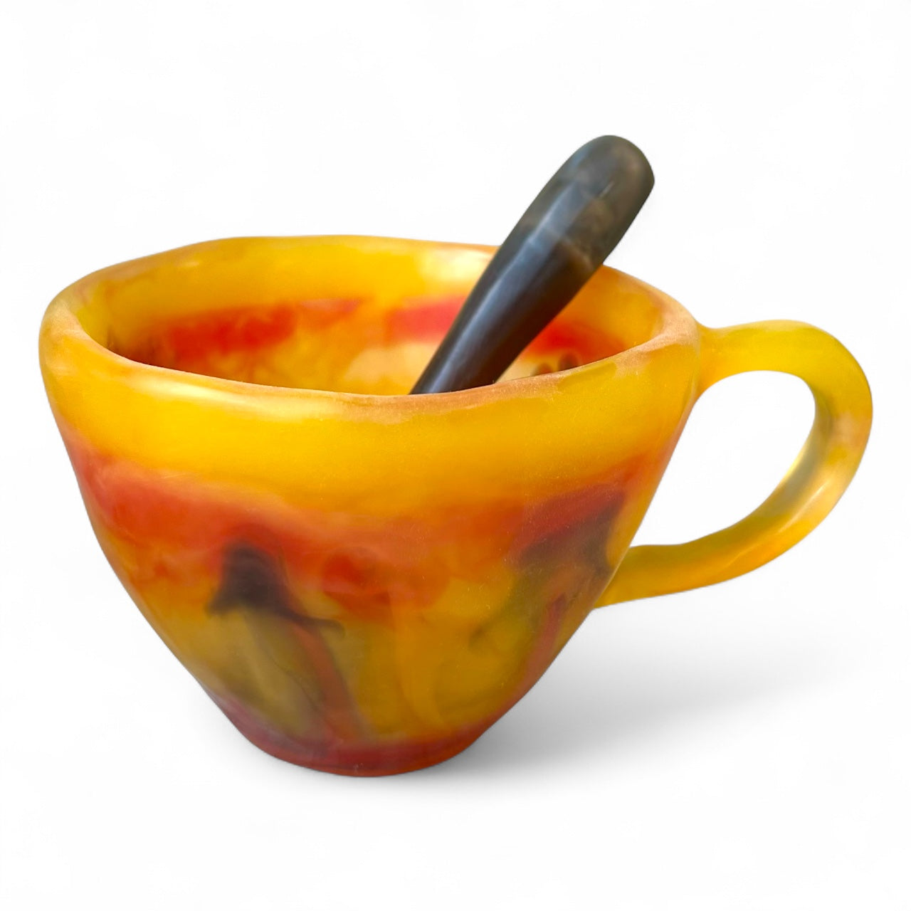 1 POCILLO Grande ☕️ 1 Cuchara en Resina Especial de 375 ml.