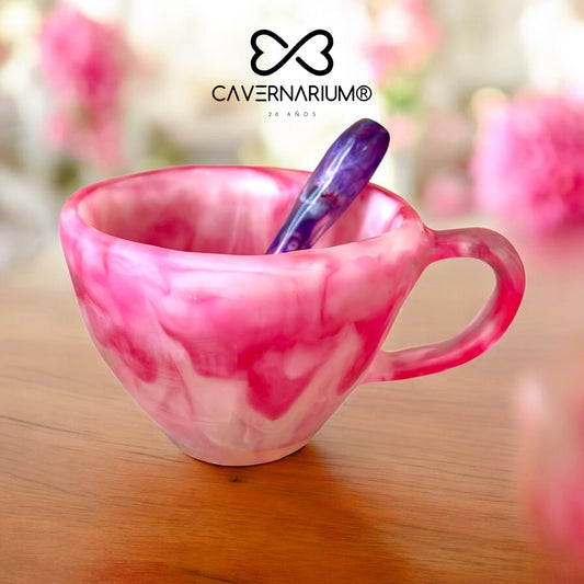 1 POCILLO Grande ☕️ 1 Cuchara en Resina Especial de 375 ml.