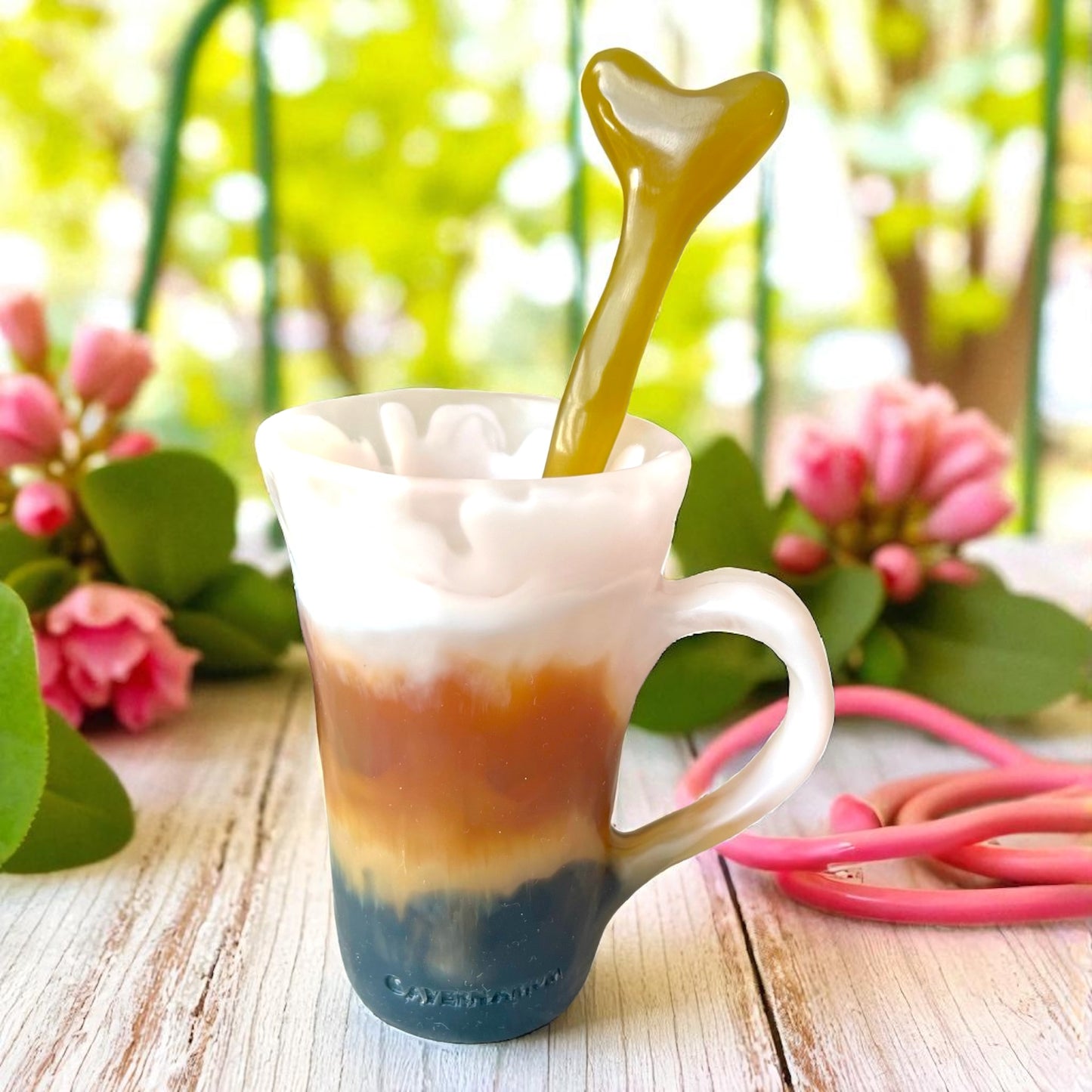 1 POCILLO Mug 🧋 1 Mezclador Corazon en Resina Especial 375 ml