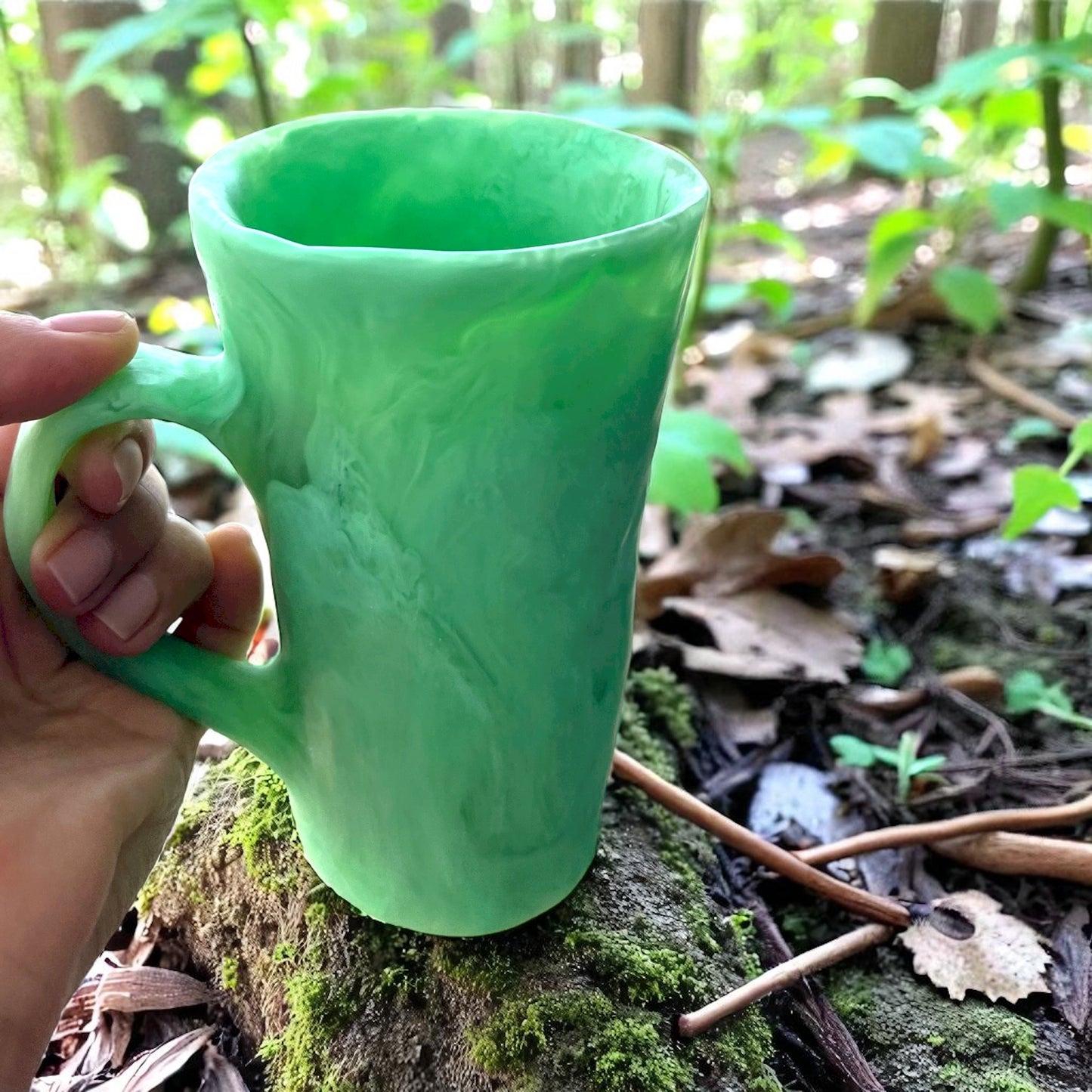 1 POCILLO Mug 🧋 1 Mezclador Corazon en Resina Especial 375 ml