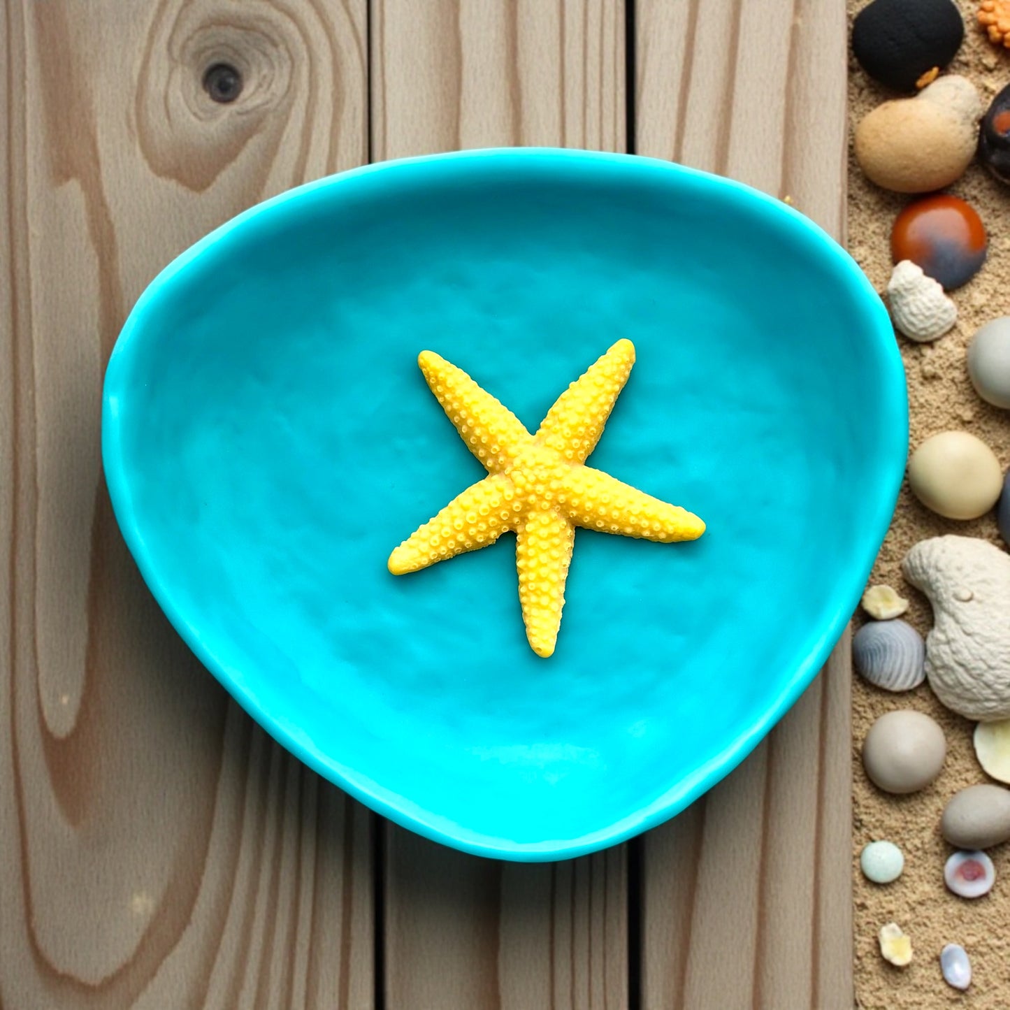 1 PLATO Irregular 🍽 en Resina Especial 25 cms + 2 TAZAS Irregulares