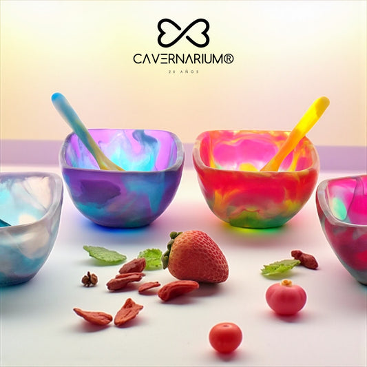 1 TAZA Cuadrada 🥣 1 Cuchara Corta en Resina Especial 400 ml.