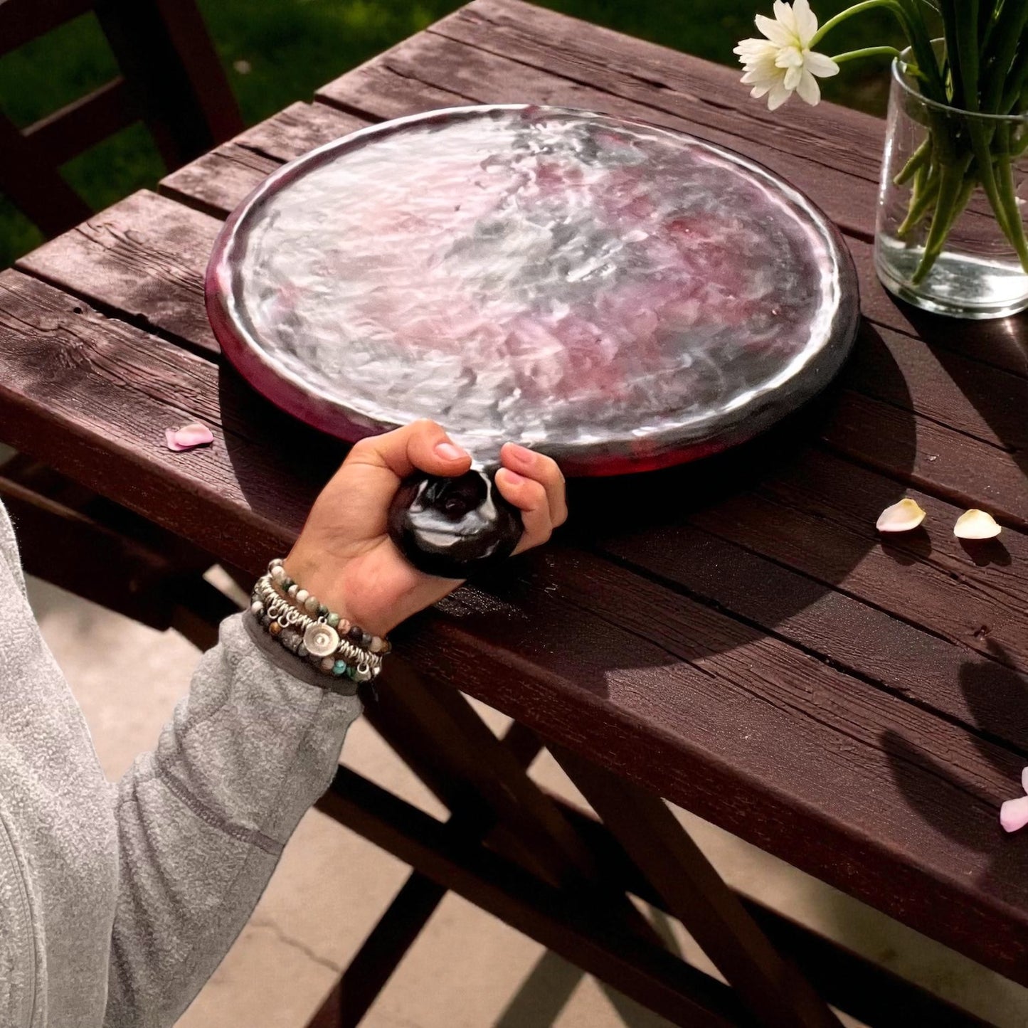 BANDEJA para Pizza 🍕 38 cms Mango Ergonómico en Resina Especial